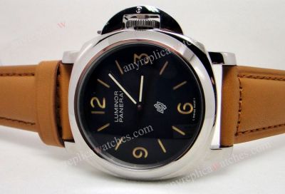 Replica Panerai Luminor Base Logo Watch 44mm SS Brown Leather Watch